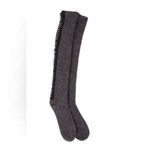 Tory Burch Gray Cashmere/ Leather Socks whipstick trim XS/Small vintage